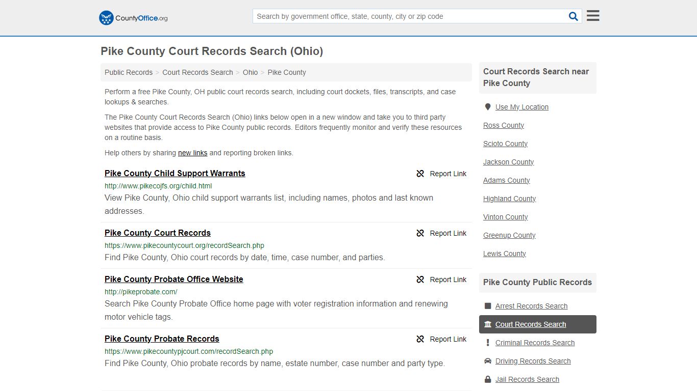 Pike County Court Records Search (Ohio) - County Office